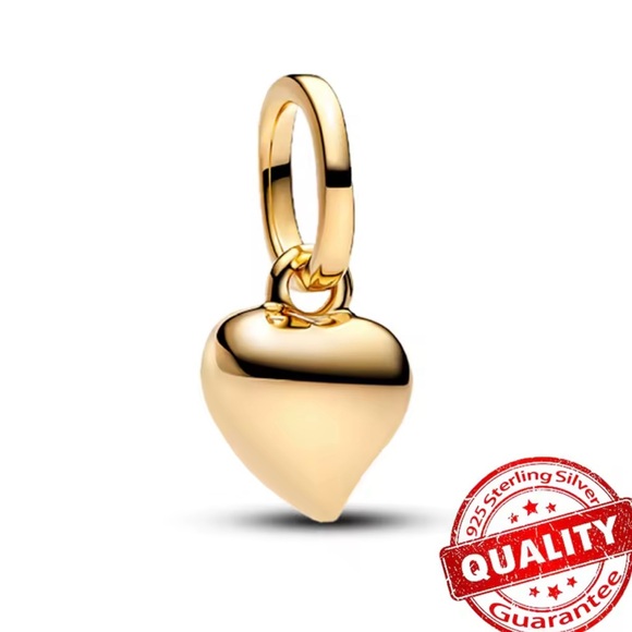 Gold Heart Pendant Charm dangle - Picture 1 of 3